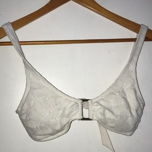 Aerie Tie-back White Bikini Top with Gold Clasp